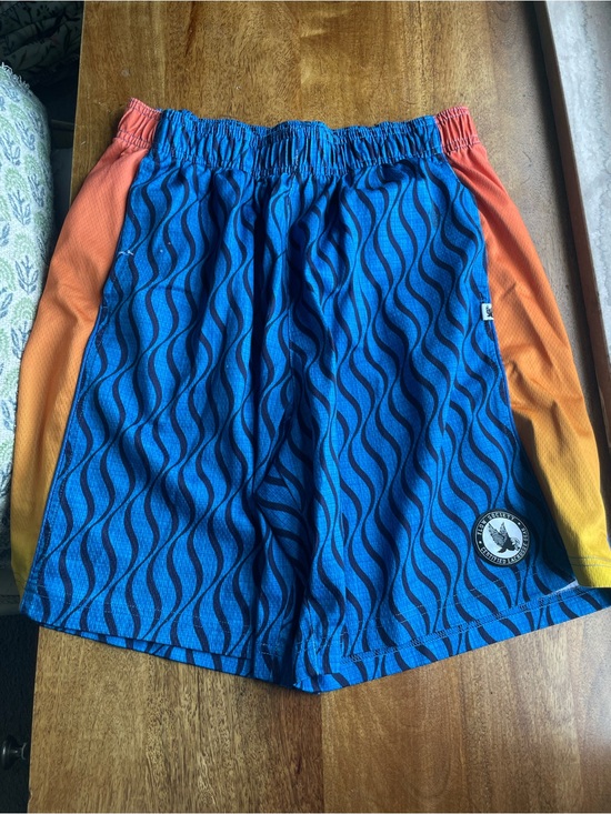 Flow Society Other - Men's Blue Wave Athletic Lacrosse Shorts with Orange Gradient Sides
